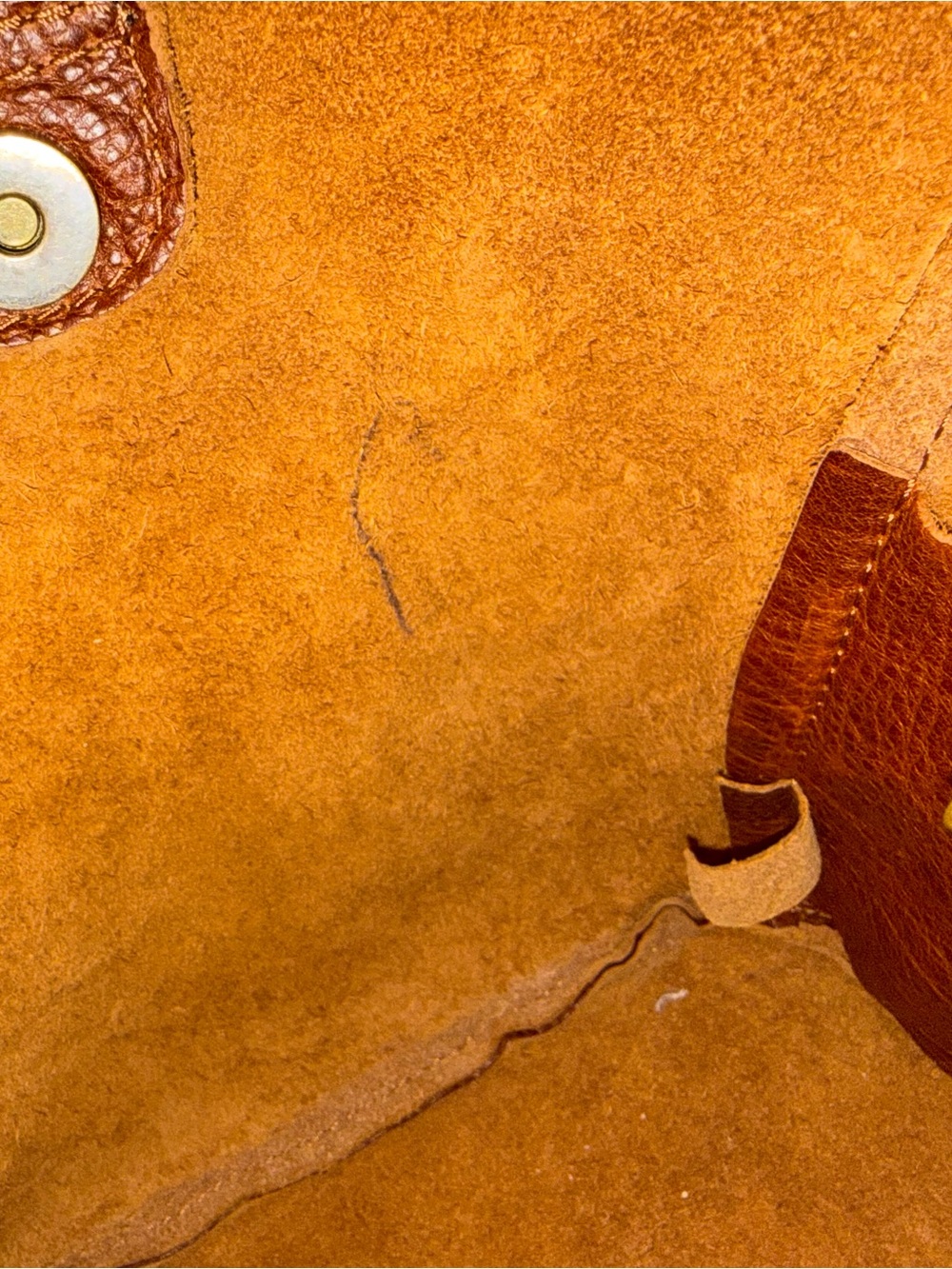 Portland Leather Brown Pebbled Leather Butterfly Bucket Bag - Picture 9 of 13